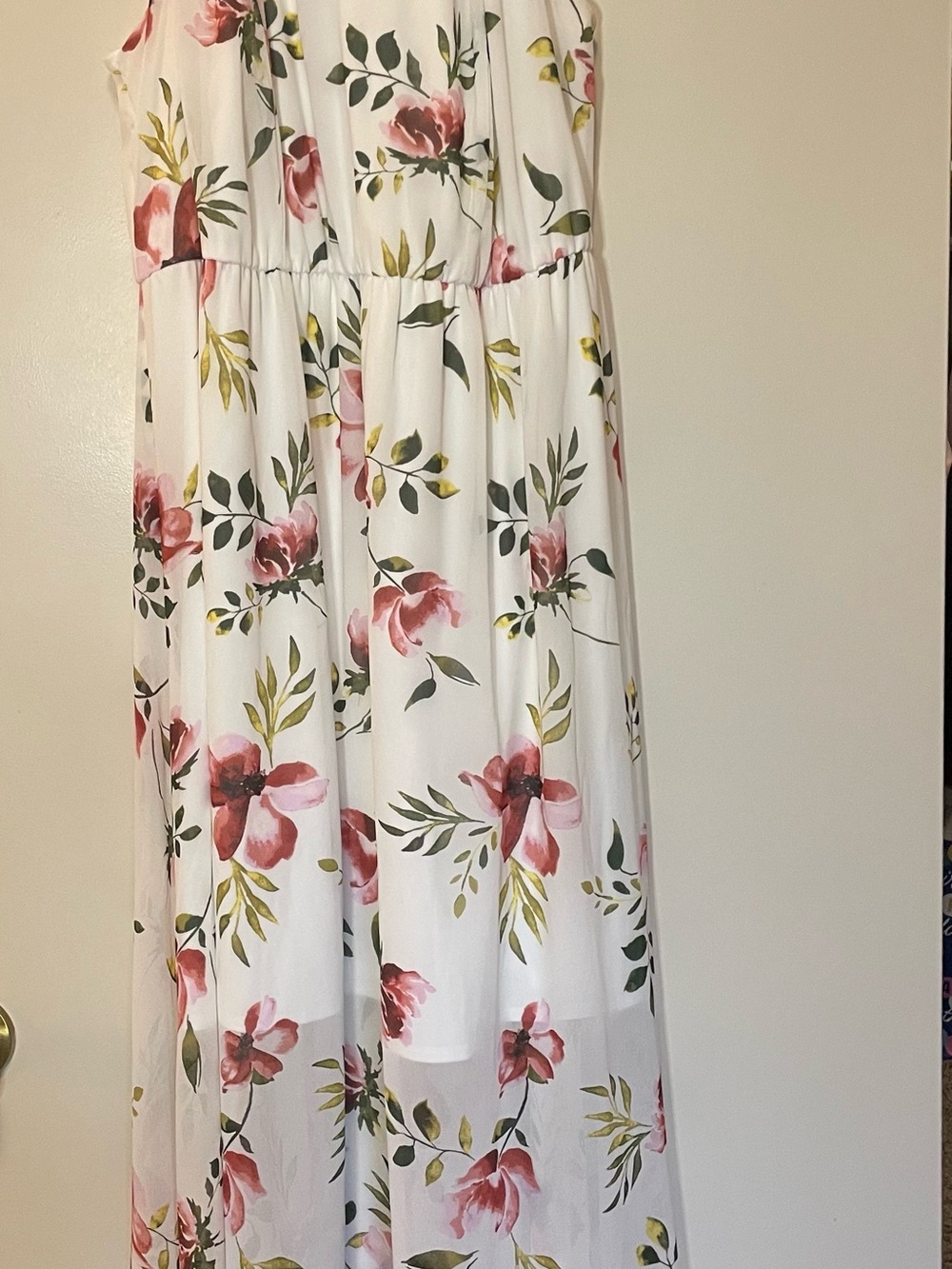 torrid White Maxi Dress with Pink Floral Print